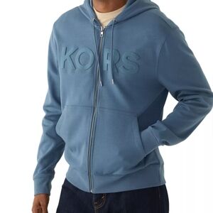 Michael Kors Men’s Full Zip Hoodie Dark Chambray Felt Logo Size XXL NWT
